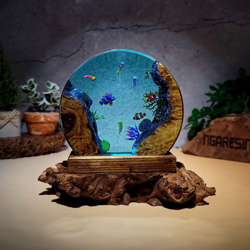 Resin Art Baby - Ocean Aquarium Organism Resin Table Light