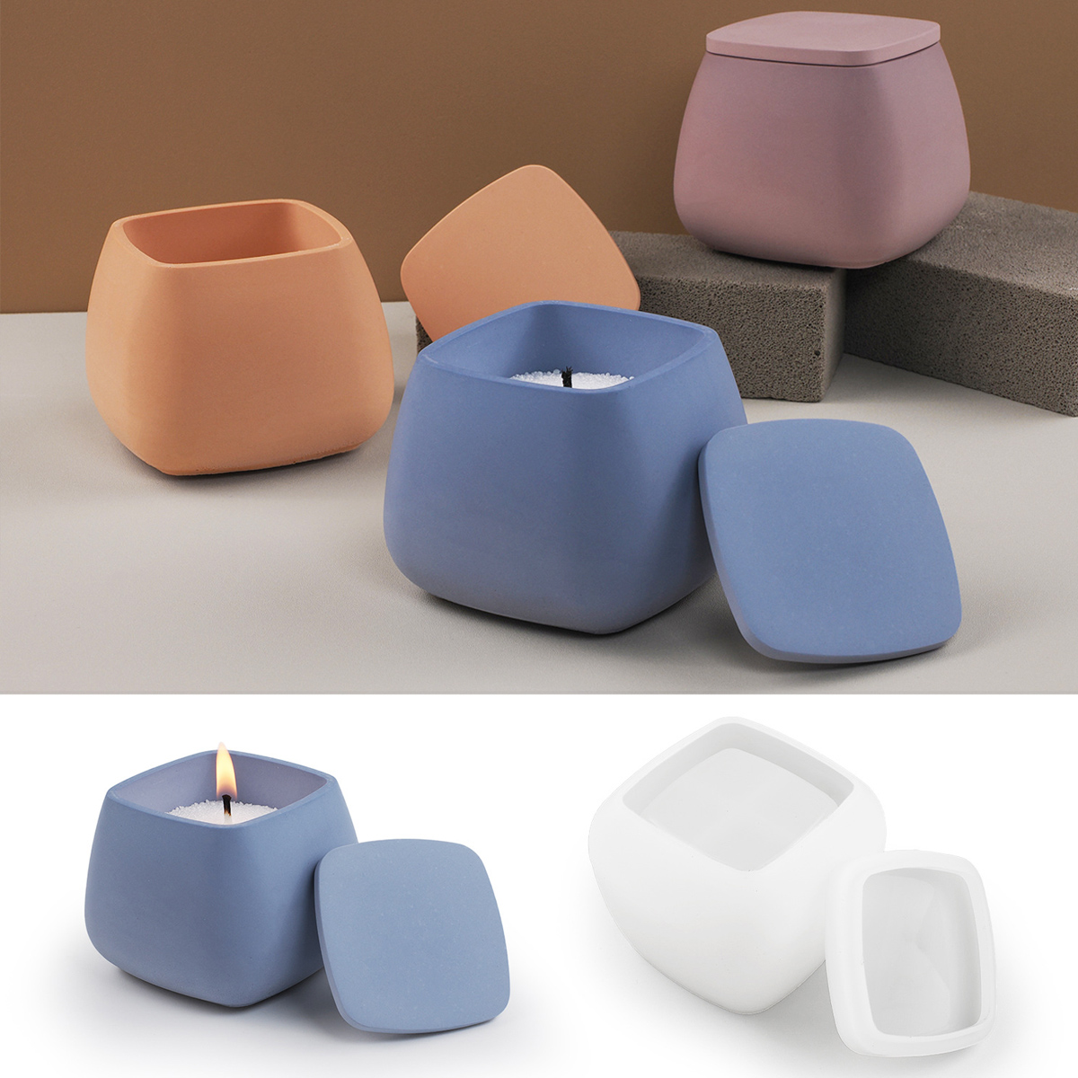 Square Candle Jar Silicone Mol - Resin Art Case ulasan dan harga